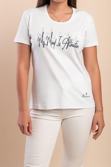 T-shirt in cotone con stampa, bianca