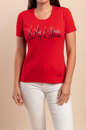 T-shirt in cotone con stampa, rossa