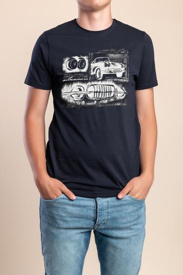 T-shirt da uomo in cotone, blu scuro