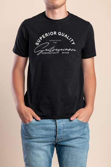 T-shirt da uomo in cotone, nero