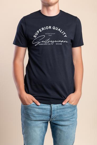 T-shirt da uomo in cotone, blu scuro