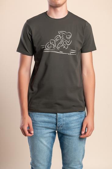 T-shirt da uomo in cotone con stampa, verde oliva