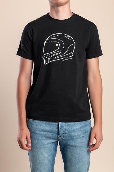 T-shirt da uomo in cotone con stampa, nera