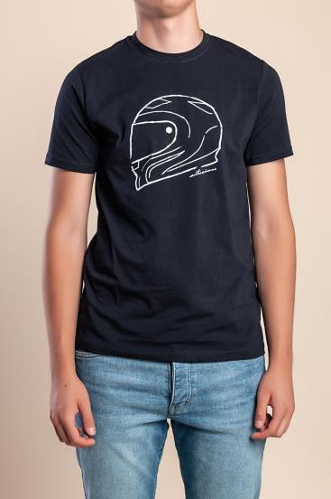 T-shirt da uomo in cotone con stampa, blu scuro