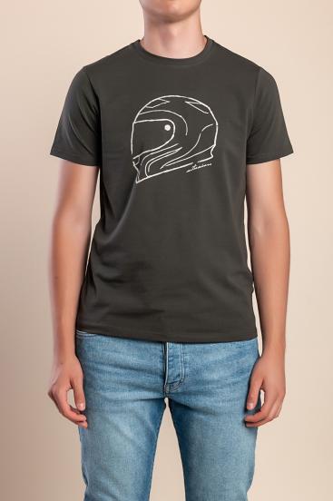 T-shirt da uomo in cotone con stampa, verde oliva