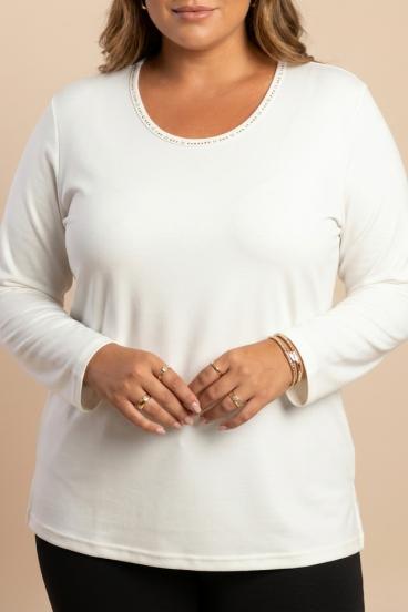 Top in cotone taglia forte, bianco