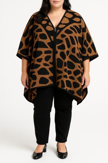 Giacca con zip lavorata a maglia, nera