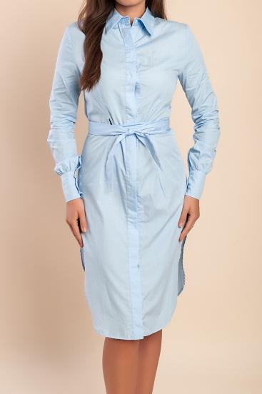 Vestito camicia in cotone, azzurro chiaro