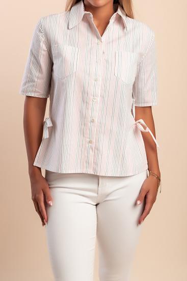Camicia in cotone con stampa a righe, bianca