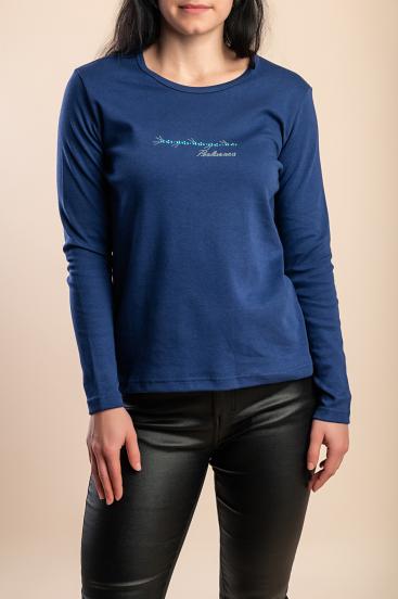 Top in cotone con dettaglio decorativo, blu scuro