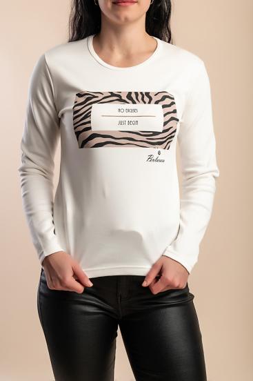 Top in cotone con stampa, bianco