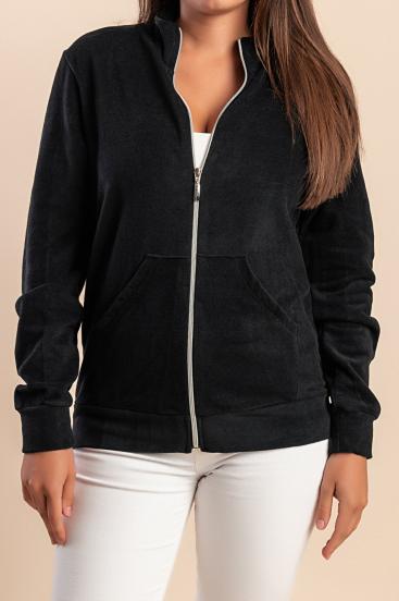 Giacca con zip in cotone a maniche lunghe, nera