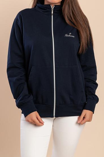 Giacca con zip in cotone, blu scuro
