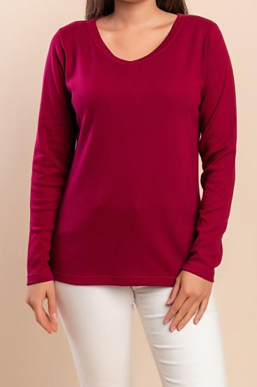 Maglia in cotone a maniche lunghe, bordeaux