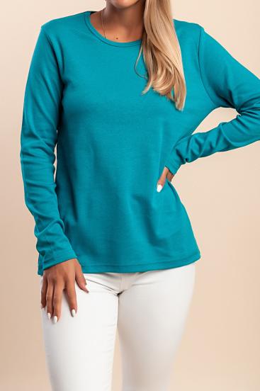 Maglia in cotone a maniche lunghe, turchese