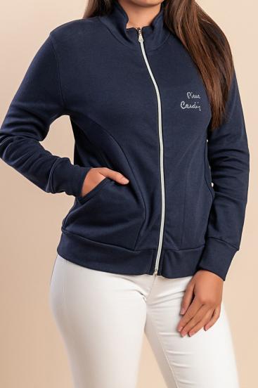 Giacca con zip in cotone, blu scuro
