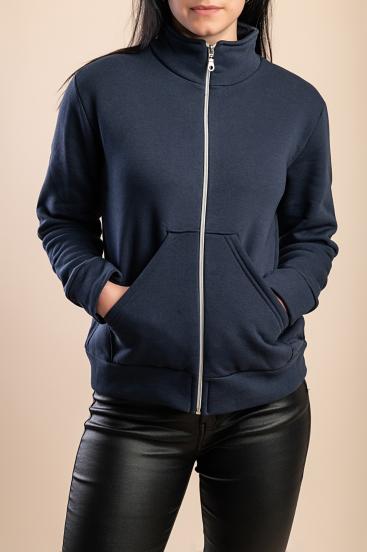 Giacca con zip in cotone, blu scuro