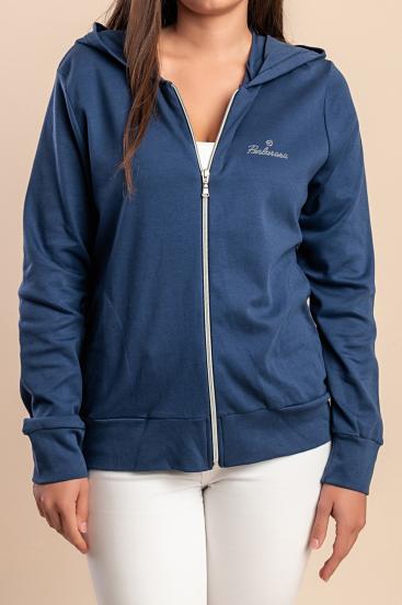 Giacca con zip in cotone, blu scuro