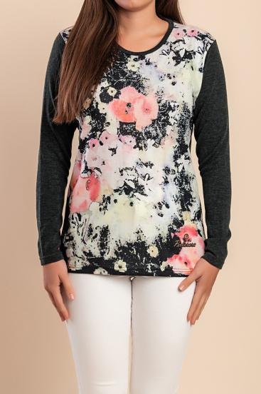 Maglione con stampa floreale, verde