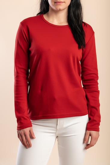 Top in cotone a maniche lunghe, terracotta