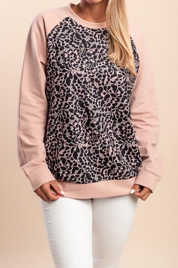 Top in cotone con stampa, rosa