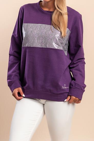 Felpa in cotone con dettaglio decorativo, viola