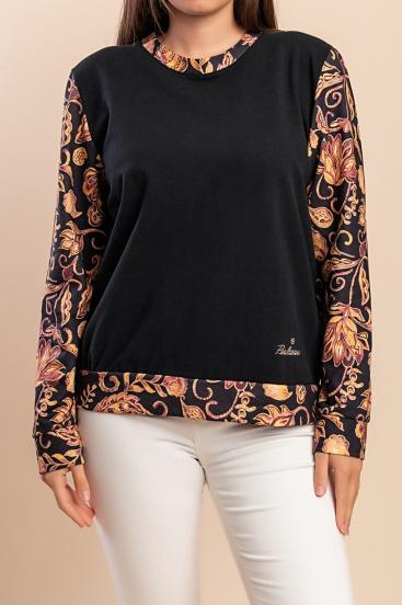 Maglia a maniche lunghe con stampa, nera