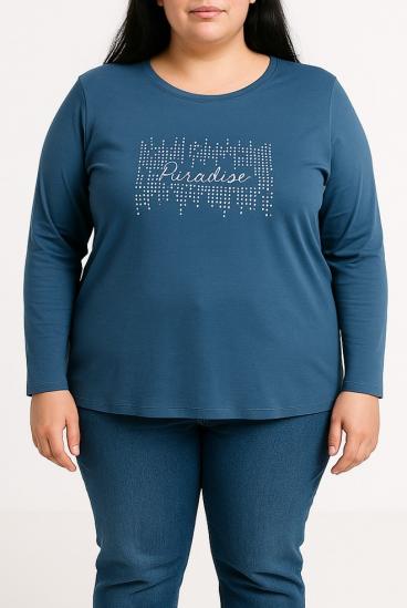 Top in cotone con dettaglio decorativo, blu