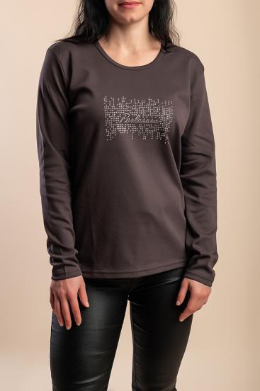 Top in cotone con dettaglio decorativo, marrone