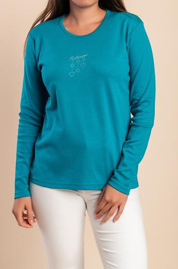 Top in cotone, turchese