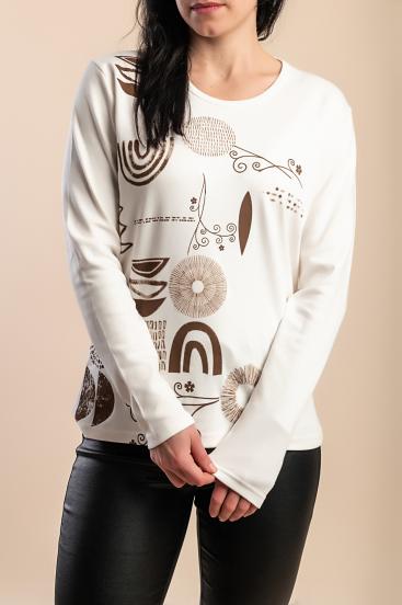 Top in cotone con stampa, bianco