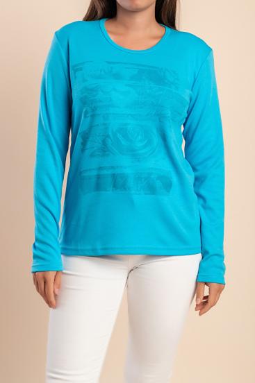 Top in cotone con stampa, azzurro chiaro