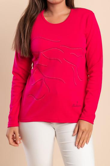 Top in cotone con stampa, rosa