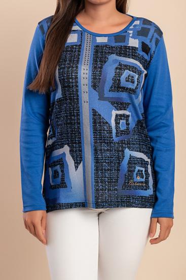 Top stampato, blu