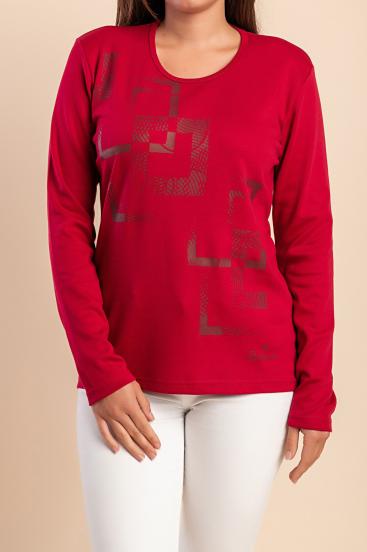 Top in cotone con stampa, rosso