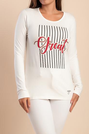 Top stampato, bianco