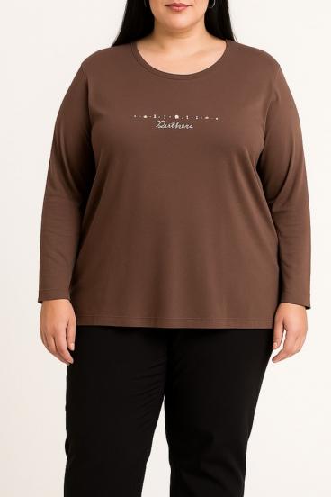 Top in cotone a maniche lunghe, marrone