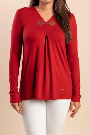 Top con dettaglio decorativo, mattone