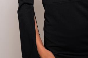 Elegante mini abito con scollo asimmetrico  Mamola, nero