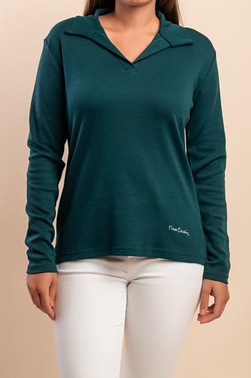 Top a maniche lunghe in cotone, verde