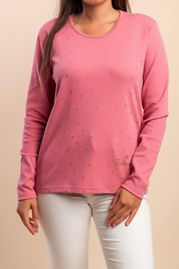 Maglia in cotone a maniche lunghe, rosa