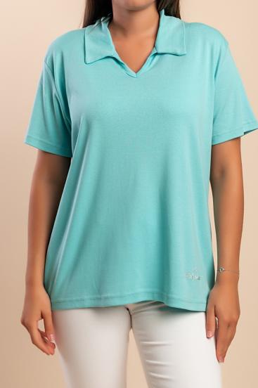 T-shirt a maniche corte in cotone, turchese