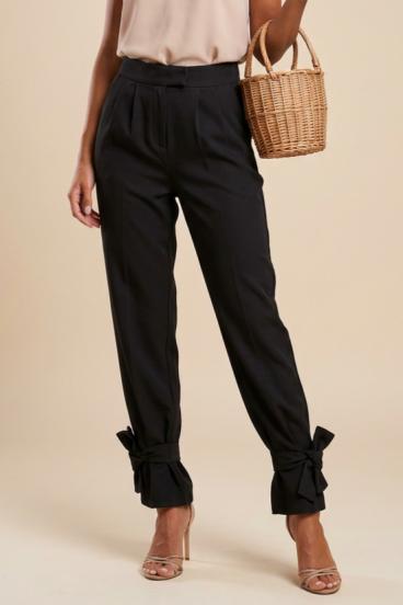 Eleganti pantaloni lunghi a vita alta, neri
