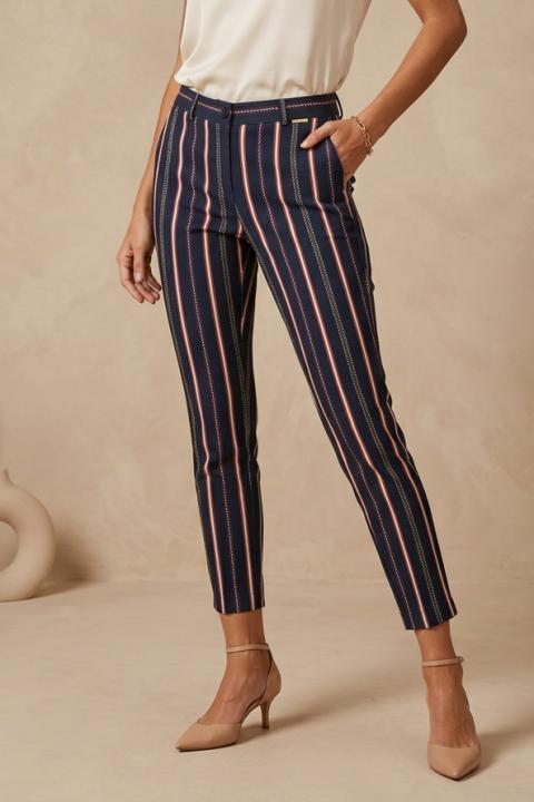 Eleganti pantaloni lunghi a righe, blu