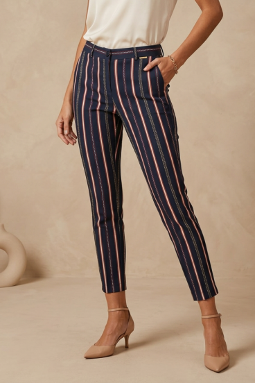 Eleganti pantaloni lunghi a righe, blu