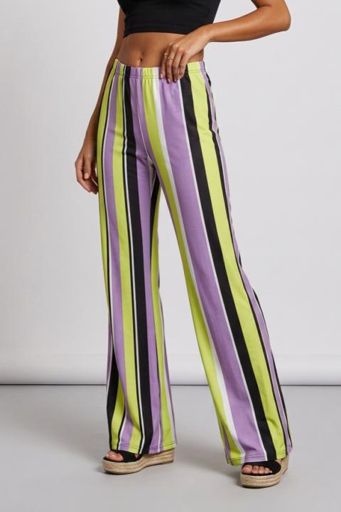 Eleganti pantaloni lunghi a righe, verdi