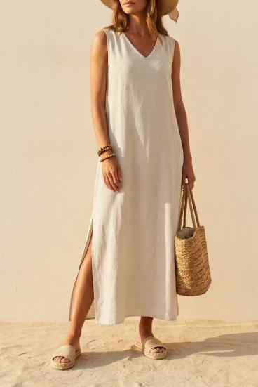 Abito lungo ampio in viscosa, beige