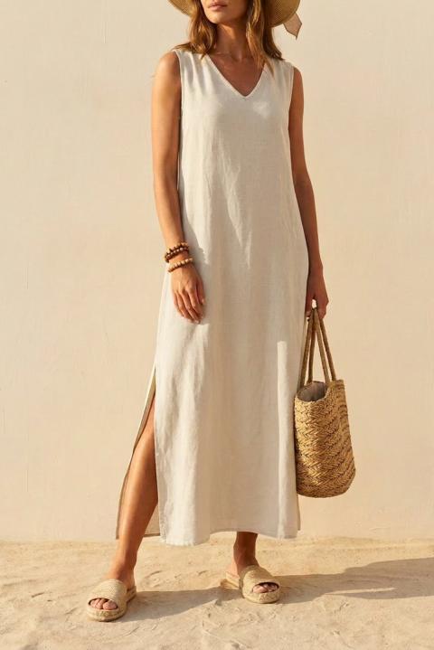 Abito lungo ampio in viscosa, beige