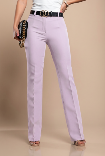 Pantaloni eleganti lunghi con gambe dritte, lilla polveroso