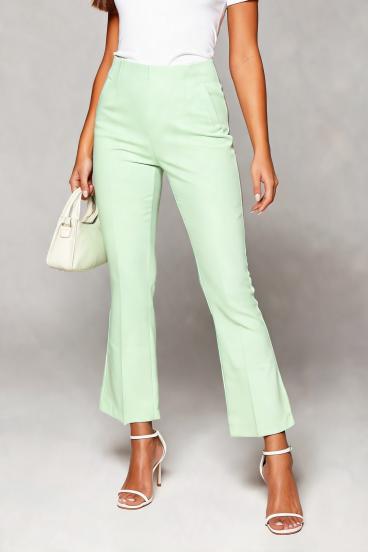 Pantaloni eleganti a zampa, verde chiaro